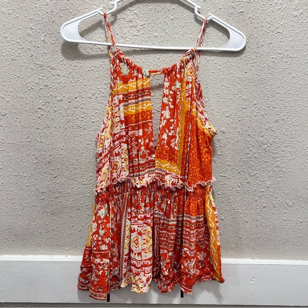 Rachel Zoe Orange Printed High Neck Sleeveless Blouse NWT (Flawed) XS